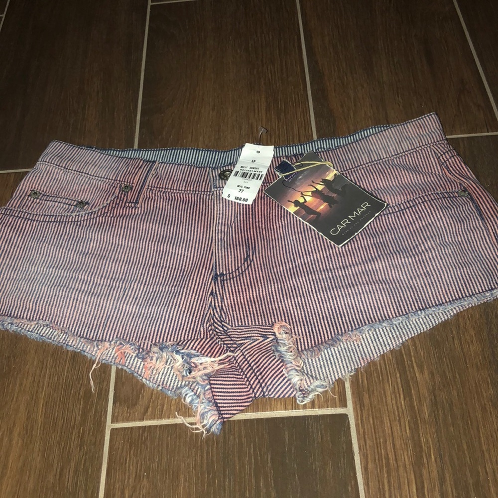 Women carmar destroyed denim‎ shorts sz 27in
